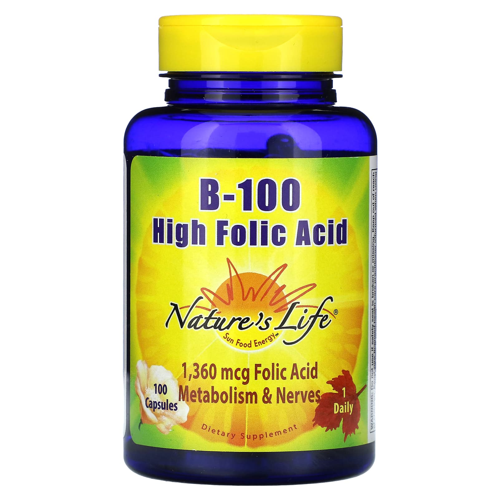Nature’s Life, B-Complex High Folic Acid 100 mg, 100 Capsules UPC 040647004405 | HiLife Vitamins